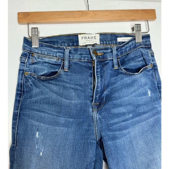 Frame Le High Skinny Denim Blue Distressed Jeans - Size 26 Women's Jeans - Picture 5 of 8